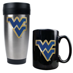 West Virginia Mountaineers Stainless Steel Travel Tumbler & Ceramic Mug Set