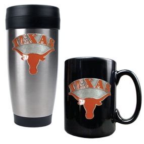 Texas Longhorns Stainless Steel Travel Tumbler & Ceramic Mug Set