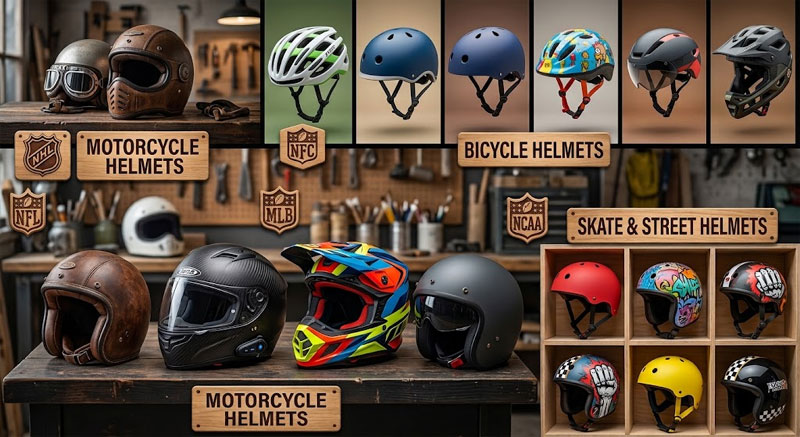 Motorcycle, Bicycle and Skateboard Helmets